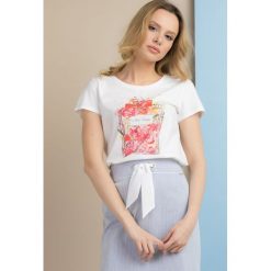 Bluzka z flakonem. Szare t-shirty damskie Monnari, uniwersalny, z nadrukiem, z bawełny, bez kołnierzyka. Za 39,95 zł.