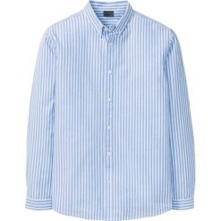 Koszula z długim rękawem Slim Fit bonprix biało-niebieski w paski. Niebieskie koszule męskie bonprix, xl, w paski, bez kołnierzyka, z długim rękawem. Za 54,99 zł.