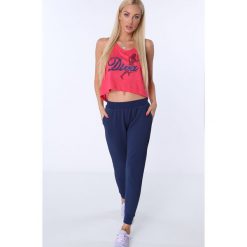 Spodnie dresowe z fakturą ciemnoniebieskie MR16414. Niebieskie spodnie dresowe damskie marki Fasardi, xl, z dresówki. Za 79,00 zł.