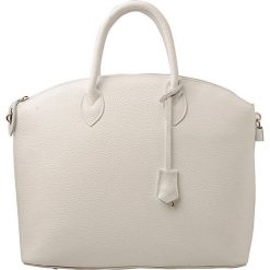Torebki klasyczne damskie: Skórzana torebka w kolorze białym – 31 x 39 x 17 cm