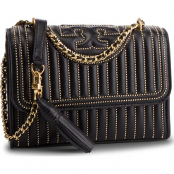 Torebka TORY BURCH - Fleming Mini Stud Small Convertible Shoulder Bag 52310 Black 001. Czarne torebki klasyczne damskie Tory Burch, bez wzorów, ze skóry, wizytowe, na ramię, bez dodatków. Za 2559,00 zł.