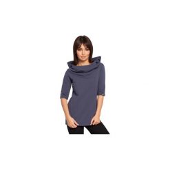 Bluzy Be B026 Bluza z krótkim rękawem i kapturem - niebieska. Niebieskie bluzy damskie marki BE, s, bez wzorów, z krótkim rękawem, krótkie. Za 109,00 zł.