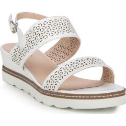 Buty damskie 88-D-970-0. Białe koturny damskie Wittchen, bez obcasa, na koturnie, ze sprzączką. Za 199,20 zł.