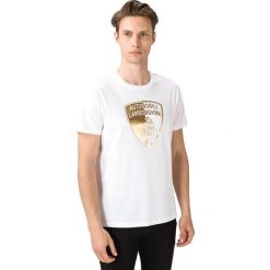 Lamborghini Koszulka Biały. Białe podkoszulki męskie Lamborghini, xl, z nadrukiem, z bawełny, bez kołnierzyka, z krótkim rękawem, krótkie. Za 438,95 zł.