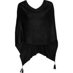 Poncho z dzianiny o gładkim splocie drobnych oczek bonprix czarny. Czarne żakiety damskie bonprix, bez wzorów, z dzianiny. Za 54,99 zł.