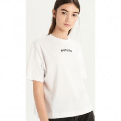 T-shirt z napisem Petarda - Biały. Białe t-shirty damskie marki Sinsay, l, z napisami. Za 24,99 zł.