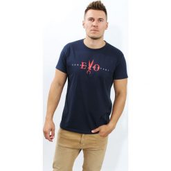 T-shirt Edward Orlovski Granatowa EO. T-shirty męskie Edward Orlovski, m, bez wzorów, z bawełny, eleganckie, z włoskim kołnierzykiem. Za 55,00 zł.