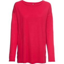 Sweter dzianinowy bonprix czerwień granatu. Czerwone swetry damskie bonprix, bez wzorów, z dzianiny, bez rękawów, bez kaptura. Za 74,99 zł.