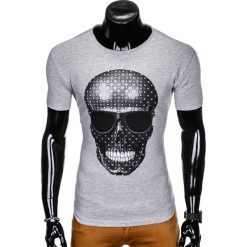 T-SHIRT MĘSKI Z NADRUKIEM S999 - SZARY. Szare t-shirty męskie marki Ombre Clothing, s, z nadrukiem, z bawełny. Za 29,00 zł.