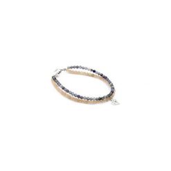 Bransoletka Szafir Wodny i Kamień Słoneczny srebro. Szare bransoletki damskie sznurkowe marki Brazi druse jewelry, z szafirem, srebrne. Za 250,00 zł.