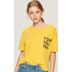 Bawełniany t-shirt z kieszenią - Żółty. Żółte t-shirty damskie marki Sinsay, l, z bawełny. Za 24,99 zł.