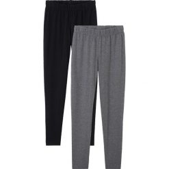 Legginsy (2 pary) bonprix szary melanż + czarny. Szare spodnie dziewczęce bonprix, bez wzorów. Za 55,98 zł.