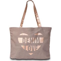 Torba shopper z kanwy bonprix szaro-kolor czerwonego złota. Szare shopper bag damskie bonprix. Za 37,99 zł.