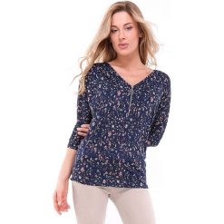 Koszulka "Toflor" w kolorze granatowym. Niebieskie koszulki damskie Multiples grandes tailles, bez wzorów, klasyczne, bez kołnierzyka. W wyprzedaży za 64,95 zł.