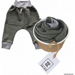 Spodnie niemowlęce: Spodnie baggy kangurek oliwka