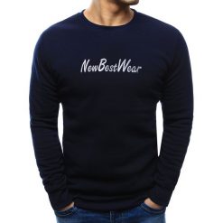 Bluzy męskie: Bluza męska z napisem granatowa (bx3437)