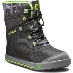 Śniegowce MERRELL - Snow Bank 2Wtrpf MC55597 Blk/Gry. Czarne buty chłopięce zimowe marki Merrell, bez zapięcia. W wyprzedaży za 209,00 zł.