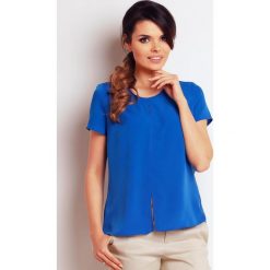 Bluzki damskie: Niebieska Elegancka Bluzka Letnia z Rozcięciem
