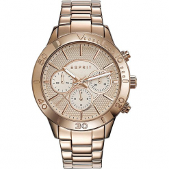Zegarek kwarcowy "Spring" w kolorze różowozłotym. Żółte, analogowe zegarki damskie Esprit Watches, ze stali. W wyprzedaży za 318,95 zł.