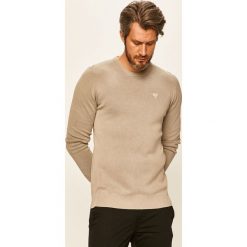 Guess Jeans - Sweter. Niebieskie swetry męskie Guess Jeans, s, z aplikacjami, z bawełny, z okrągłym kołnierzem, bez kaptura. Za 329,90 zł.