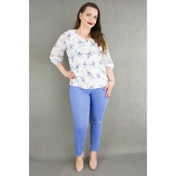 Elegancka bluzka dekolt łezka OVERSIZE PLUS SIZE lato. Szare bluzki damskie Moda Size Plus Iwanek, xxl, z nadrukiem, z jeansu, eleganckie, bez kołnierzyka, plus size, bez rękawów. Za 109,90 zł.
