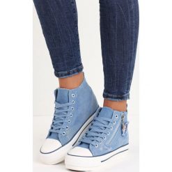 Jasnoniebieskie Sneakersy Tesera. Niebieskie koturny damskie Born2be, z denimu. Za 59,99 zł.