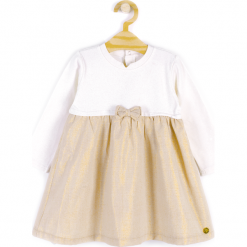 Sukienka. Żółte bez kategorii marki ELEGANT BABY GIRL, z bawełny, eleganckie, z długim rękawem, długie. Za 44,90 zł.