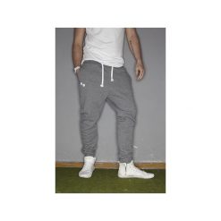 SPODNIE DŁUGIE LONG PANTS - ciemno szary melanż. Szare spodnie męskie Button, s, melanż, z bawełny, długie. Za 329,00 zł.
