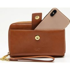 Duży portfel z kieszenią na telefon - Brązowy. Pomarańczowe portfele damskie Cropp, bez wzorów. Za 44,99 zł.