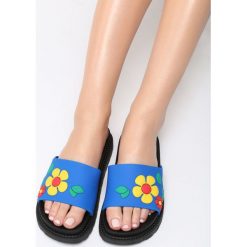 Niebieskie Klapki Stiff Sunflower. Niebieskie klapki damskie Born2be, w paski, bez obcasa, na płaskiej podeszwie. Za 49,99 zł.