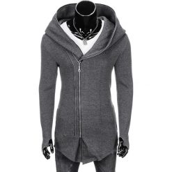 Bluzy męskie: BLUZA MĘSKA ROZPINANA Z KAPTUREM B754 - GRAFITOWA