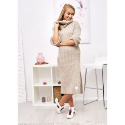 Sukienka Cara Kolor Cappuccino ONESIZE. Czarne sukienki damskie LIGARI, uniwersalny, w paski, z bawełny, eleganckie, z golfem, długie, maxi, wyszczuplające. Za 142,00 zł.