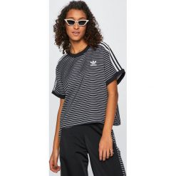 Adidas Originals - Top. Czarne topy damskie marki adidas Originals, z elastanu, z okrągłym kołnierzem. Za 169,90 zł.