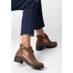 Khaki Botki Charli. Brązowe botki damskie Born2be, z jeansu, z okrągłym noskiem, na wysokim obcasie, na słupku, na zamek. Za 109,99 zł.