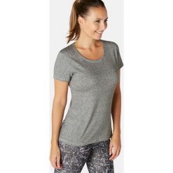 Koszulka krótki rękaw regular Gym & Pilates 500 damska. Szare t-shirty damskie NYAMBA, s, bez wzorów, z elastanu, bez kołnierzyka, z krótkim rękawem, krótkie, bez kaptura, na fitness i siłownię. Za 19,99 zł.