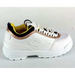Sneakersy w kolorze białym. Białe trampki dziewczęce Rock & Joy, bez wzorów, z materiału, na sznurówki. W wyprzedaży za 85,95 zł.