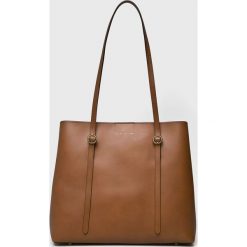 Polo Ralph Lauren - Torebka skórzana. Pomarańczowe torebki klasyczne damskie Polo Ralph Lauren, bez wzorów, ze skóry, casualowe, na ramię, średnie, bez dodatków. Za 999,90 zł.