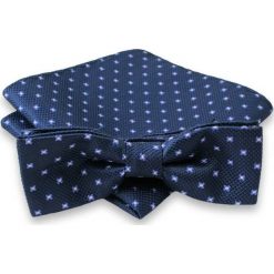 Granatowa Mucha z Granatową Poszetką, Męska MUALTS0092. Niebieskie muszki męskie Alties, na imprezę, w paski, eleganckie. Za 40,00 zł.