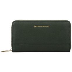 Smith & Canova portfel damski ciemnozielony. Zielone portfele damskie Smith & Canova, bez wzorów. Za 199,00 zł.