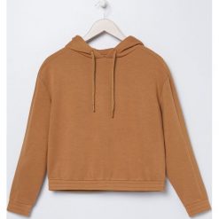 Bluza z kapturem - Beżowy. Brązowe bluzy damskie Sinsay, s, bez wzorów, bez rękawów, z kapturem. Za 39,99 zł.