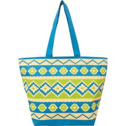 Torba plażowa "Ethnique" w kolorze zielono-niebieskim - 35 x 58 x 23 cm. Niebieskie torby damskie na zakupy Le Comptoir de la Plage, z tworzywa sztucznego. W wyprzedaży za 38,95 zł.