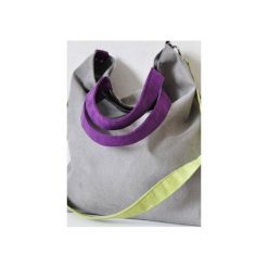 TORBA HOBO XXL -SZARY, LIMONKA, FIOLET. Szare torebki klasyczne damskie Pracownia 166, w paski, z syntetyku, bez dodatków. Za 148,72 zł.