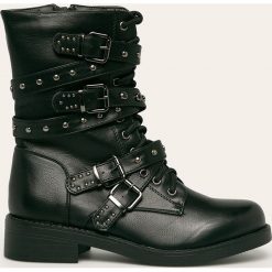 Answear - Workery Fashion & Belle. Czarne workery damskie ANSWEAR, z materiału, na sznurówki. W wyprzedaży za 119,90 zł.