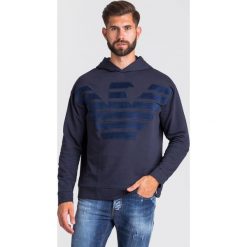 BLUZA Emporio Armani. Niebieskie bluzy męskie Emporio Armani, s, z aplikacjami, z kapturem, bez rękawów, z kapturem. Za 1029,00 zł.