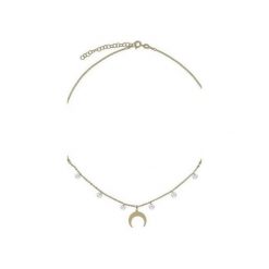 Srebrny pozłacany naszyjnik choker księżyc z białymi cyrkoniami. Żółte naszyjniki damskie Atdiament, z cyrkonią, srebrne. Za 109,00 zł.