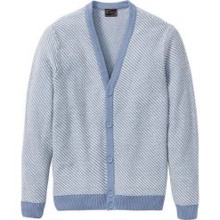 Sweter rozpinany w graficzny deseń bonprix matowy niebieski - kremowy w graficzny deseń. Niebieskie swetry męskie bonprix, xl, bez wzorów. Za 44,99 zł.