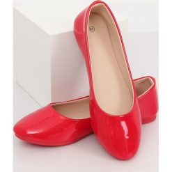 Baleriny damskie czerwone JX76P RED. Czerwone baleriny damskie obuwie damskie, bez wzorów, ze skóry ekologicznej, klasyczne, bez obcasa. Za 58,83 zł.