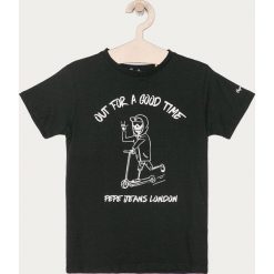 Pepe Jeans - T-shirt dziecięcy Tan 104-180 cm. Czarne t-shirty chłopięce Pepe Jeans, z nadrukiem, z bawełny, bez rękawów. Za 89,90 zł.
