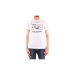 T-shirty z krótkim rękawem Versace Jeans B3GTB76E36610. Białe t-shirty męskie Versace Jeans, s, bez wzorów, z jeansu, bez kołnierzyka, krótkie. Za 263,59 zł.