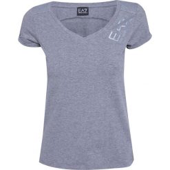 T-shirt EMPORIO ARMANI EA7 Szary. Szare t-shirty damskie marki EA7 Emporio Armani, z nadrukiem, z dzianiny, sportowe, bez kołnierzyka. W wyprzedaży za 210,00 zł.